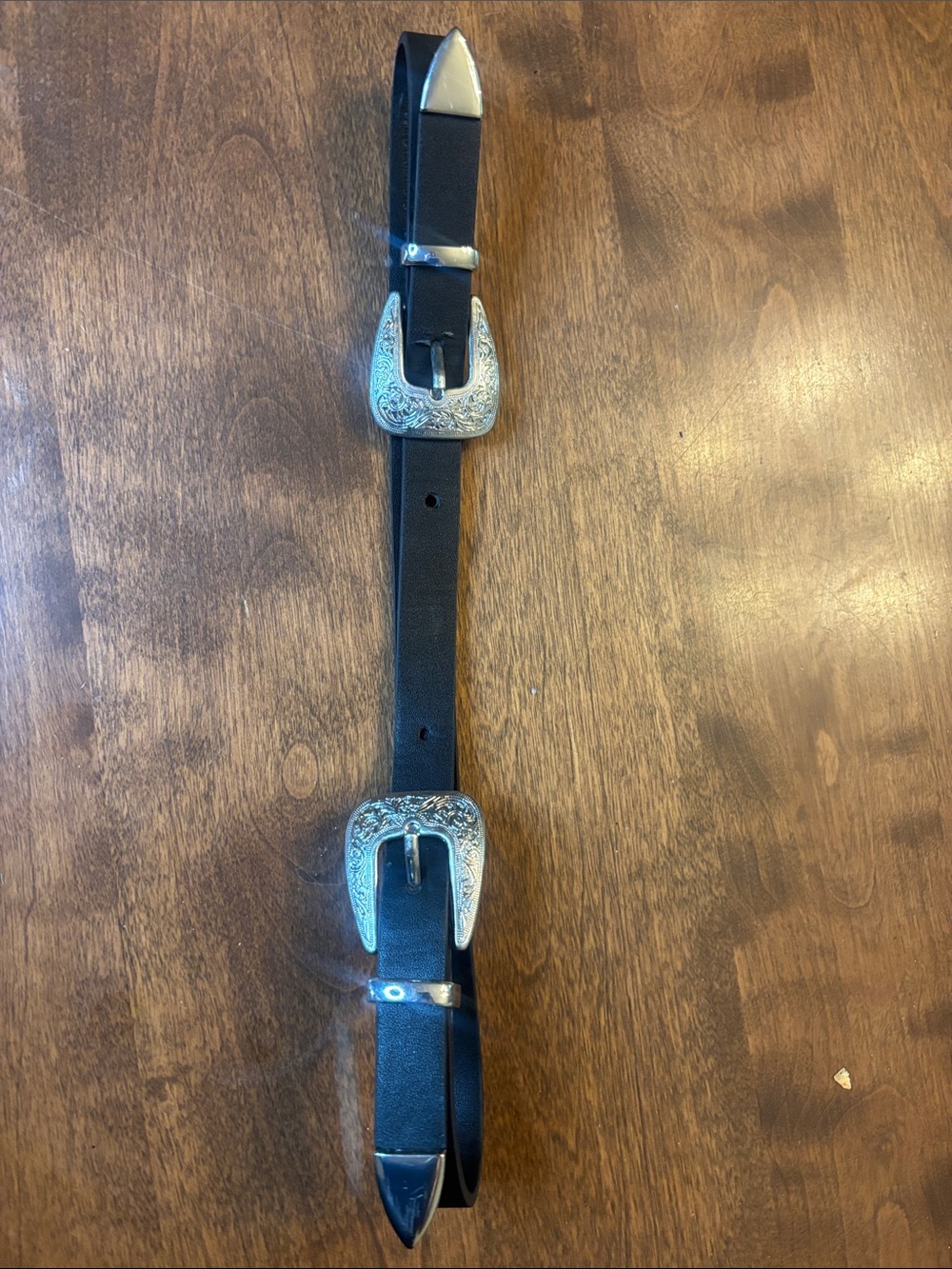 Target Black Double Western Buckle Belt with Silver-Tone Hardware